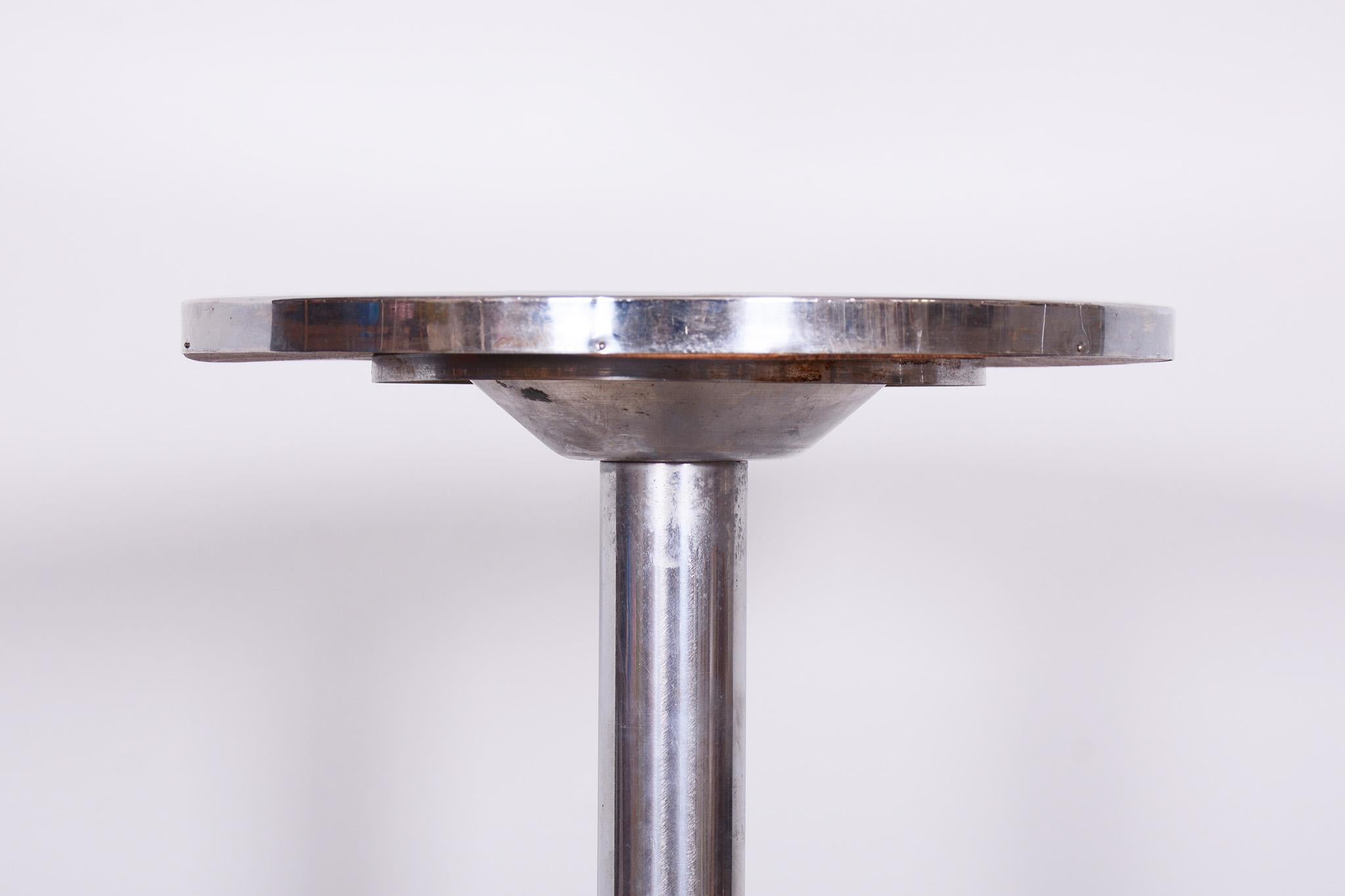 Bauhaus Style Small Table, Chrome-Plated Steel, Czechia, 1930s For Sale 1