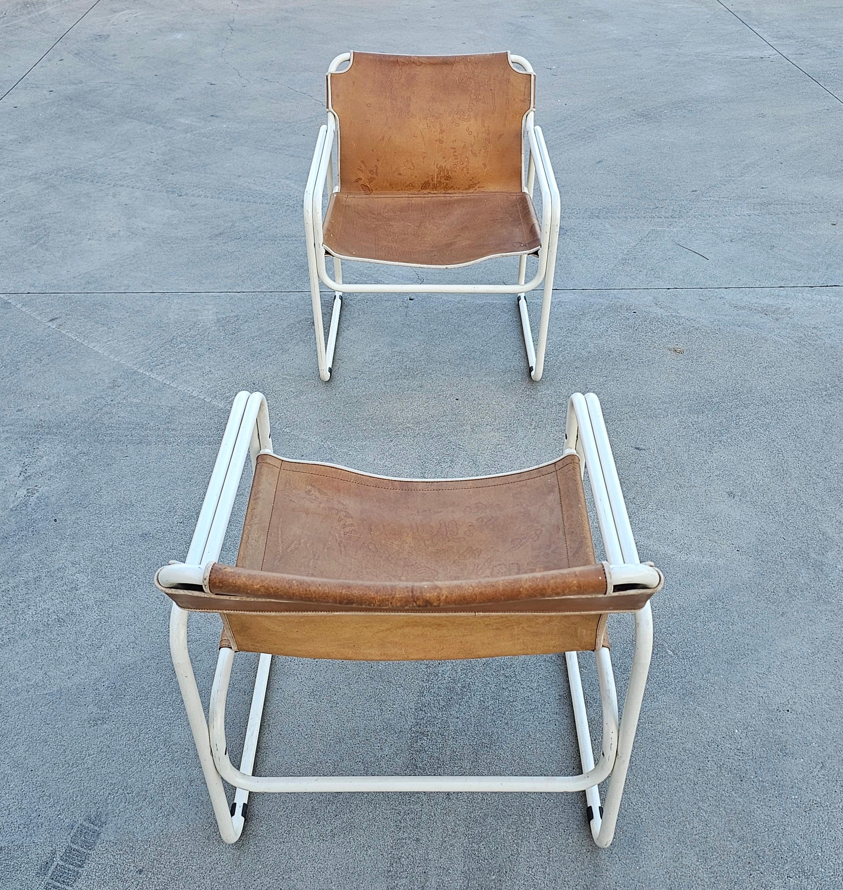 Bauhaus Style Tubular Easy Chairs in Cognac Leather by Jox Interni, 1970s For Sale 3