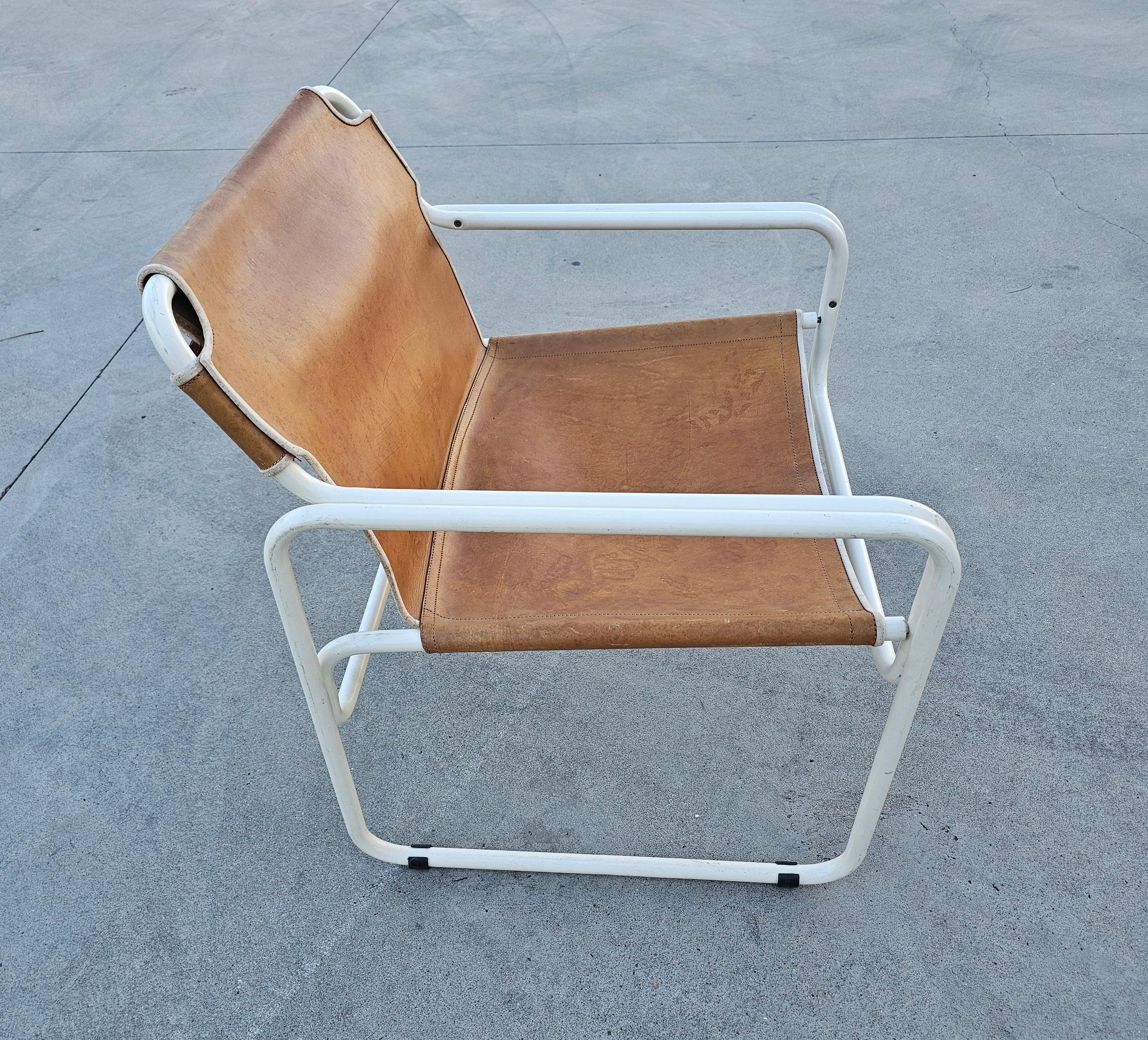 Bauhaus Style Tubular Easy Chairs in Cognac Leather by Jox Interni, 1970s For Sale 3