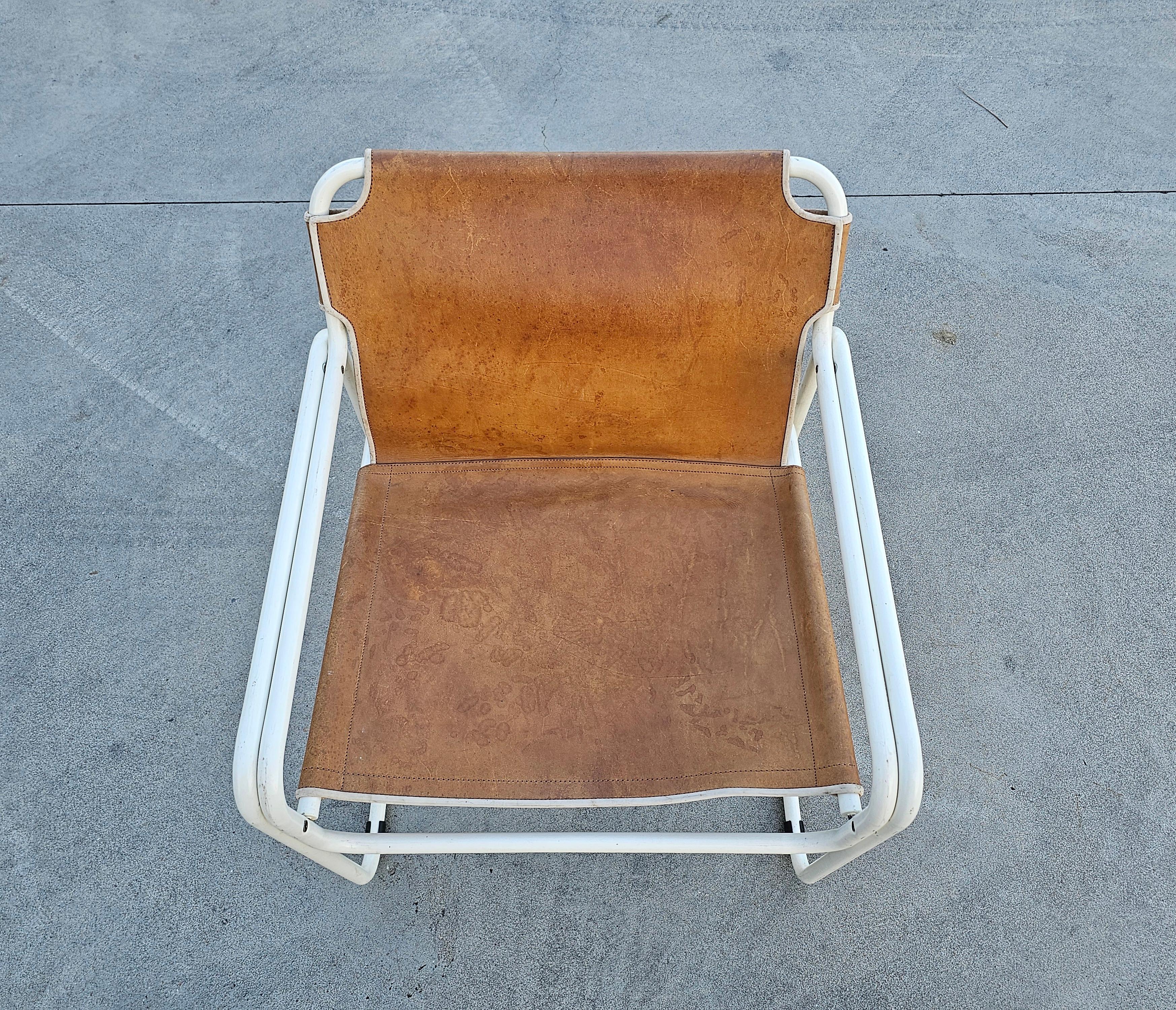 Bauhaus Style Tubular Easy Chairs in Cognac Leather by Jox Interni, 1970s For Sale 5