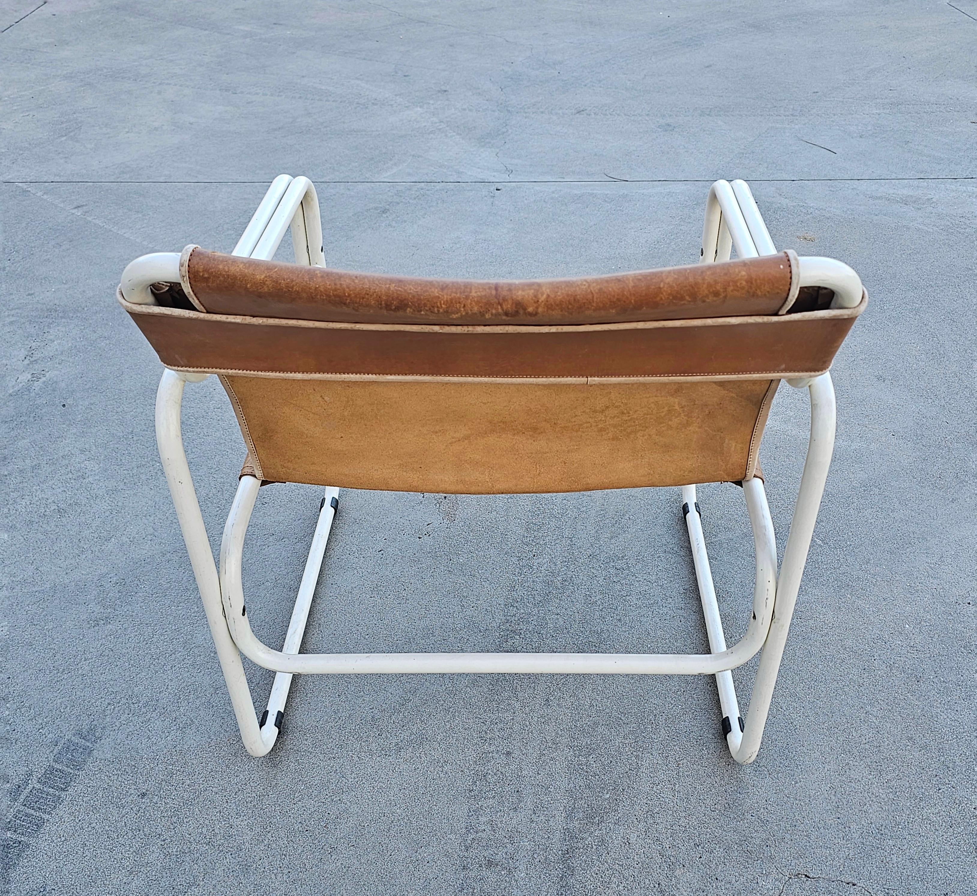 Easy Chairs aus röhrenförmigem Bauhaus-Stil aus cognacfarbenem Leder von Jox Interni, 1970er Jahre (Niederländisch) im Angebot