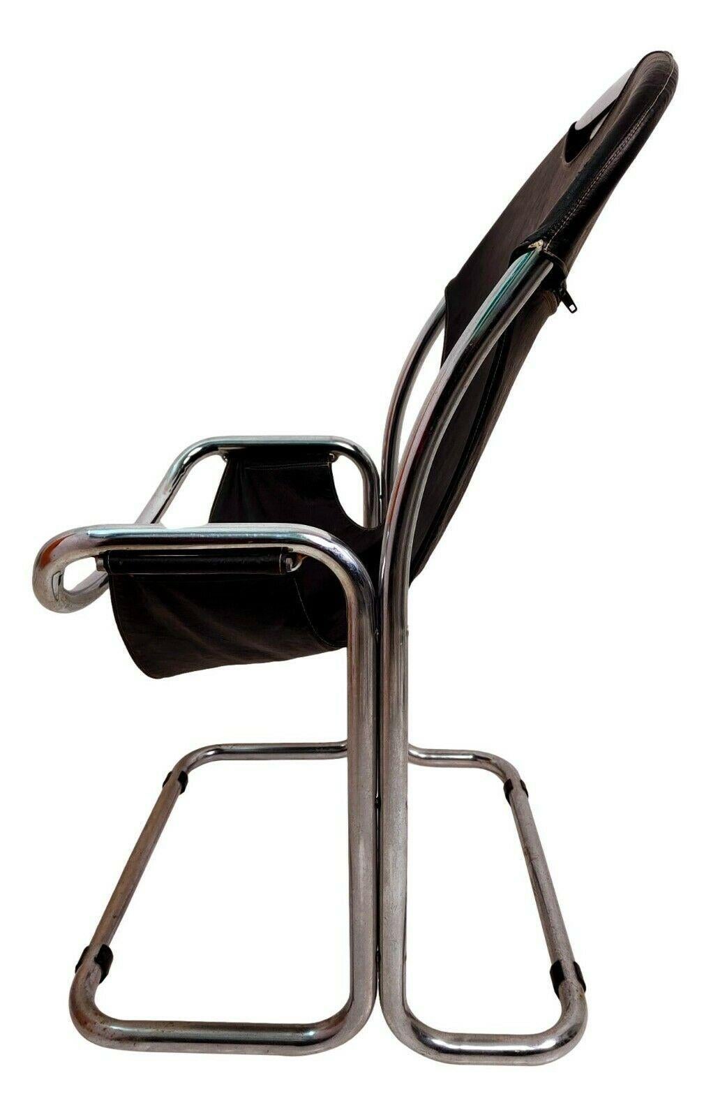 Italian Bauhaus Style Tubular Metal and Eco-Leather Collectible Chair, 1970s For Sale