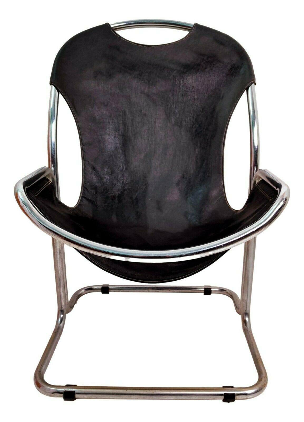 Bauhaus Style Tubular Metal and Eco-Leather Collectible Chair, 1970s In Good Condition For Sale In taranto, IT