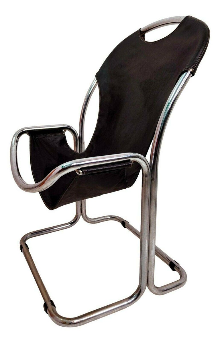 Bauhaus Style Tubular Metal and Eco-Leather Collectible Chair, 1970s For  Sale at 1stDibs
