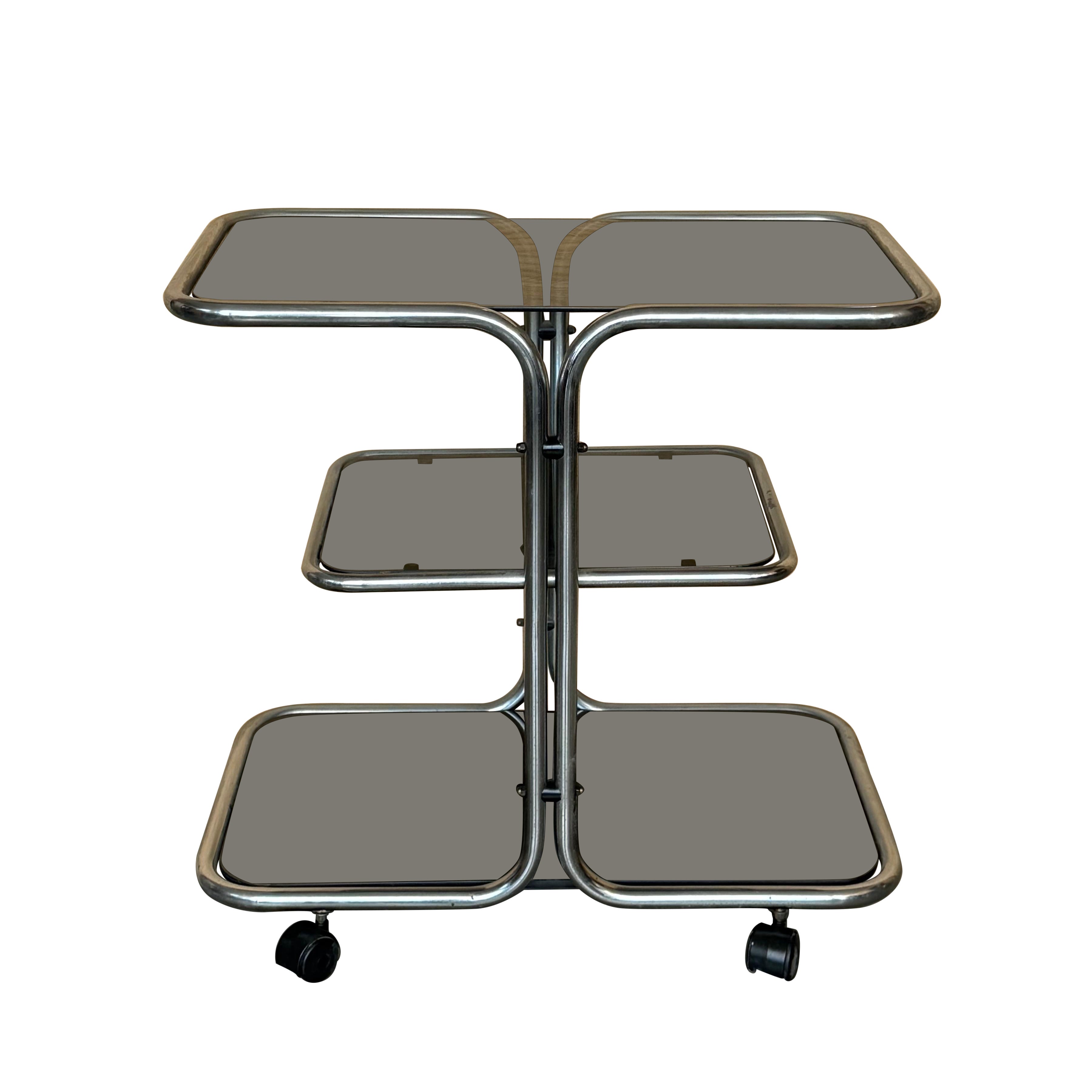 Chariot ou chariot de bar tubulaire de style Bauhaus 1970 en vente