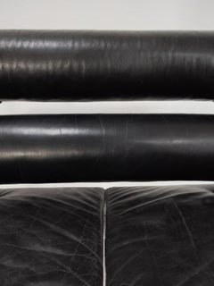 Bauhaus Style Two-Seater Leather Sofa, Switzerland 1970s