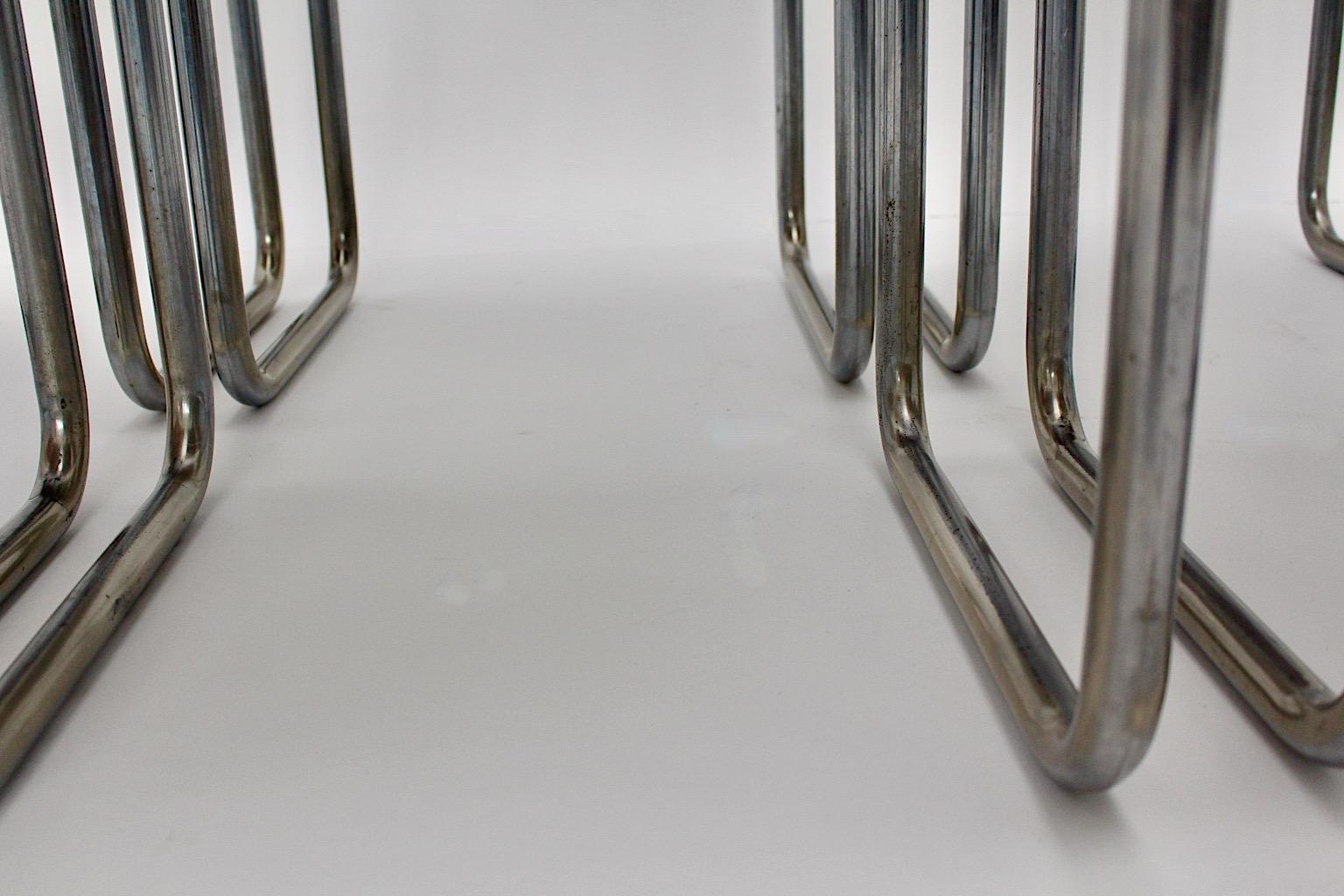 Bauhaus Style Vintage Walnut Metal Six Stools Karl Fostel´s Erben 1930s Vienna For Sale 10