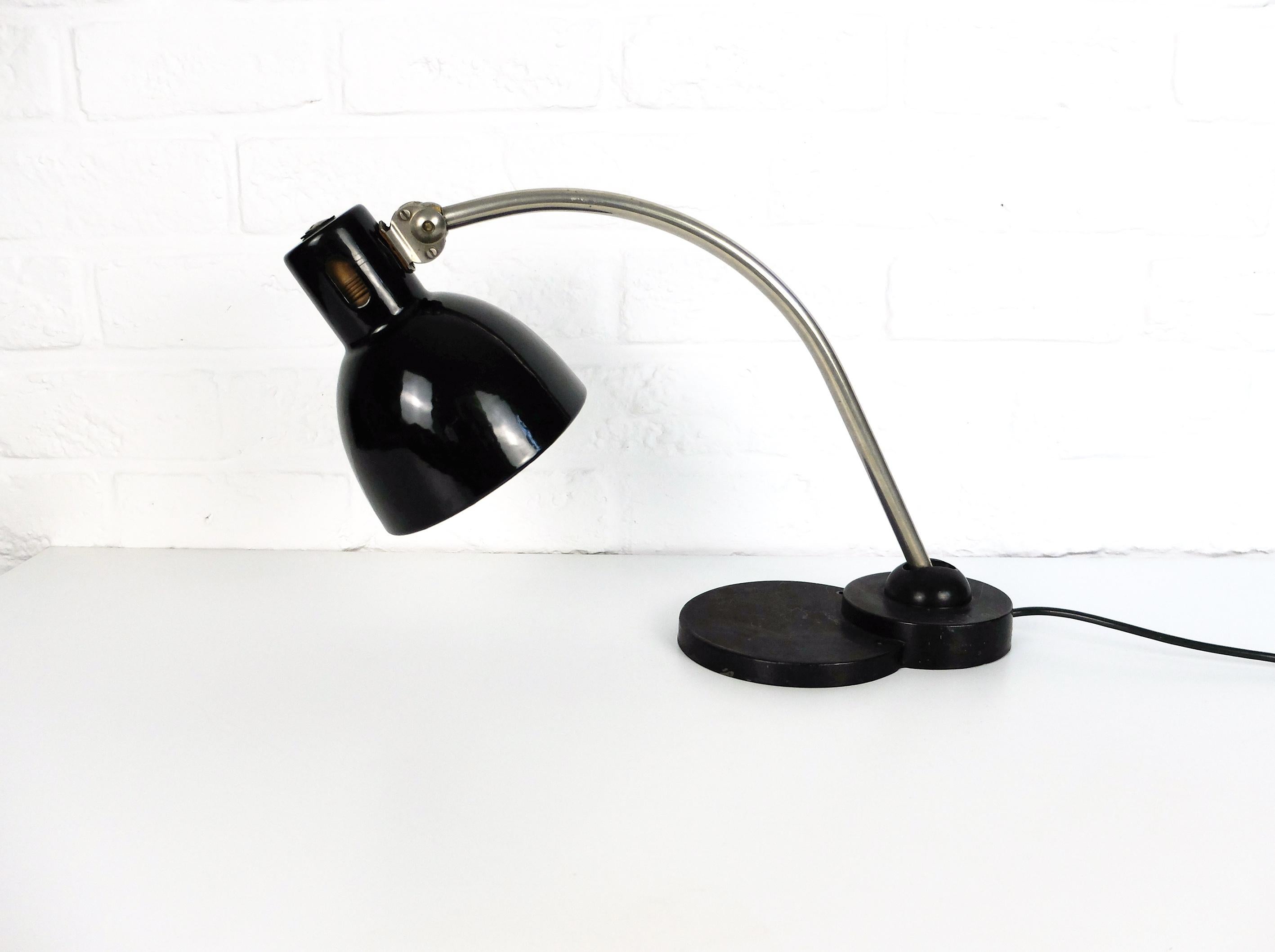 Metal Bauhaus style Zirax table lamp by Schneider & Co, Germany, circa 1930s For Sale