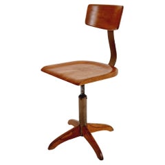 Bauhaus swivel office chair in solid wood By Ama Elastik Modell 364, 1930s