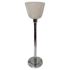 Bauhaus Table Lamp, Chromed with Glass Shade, Germany, Circa 1930