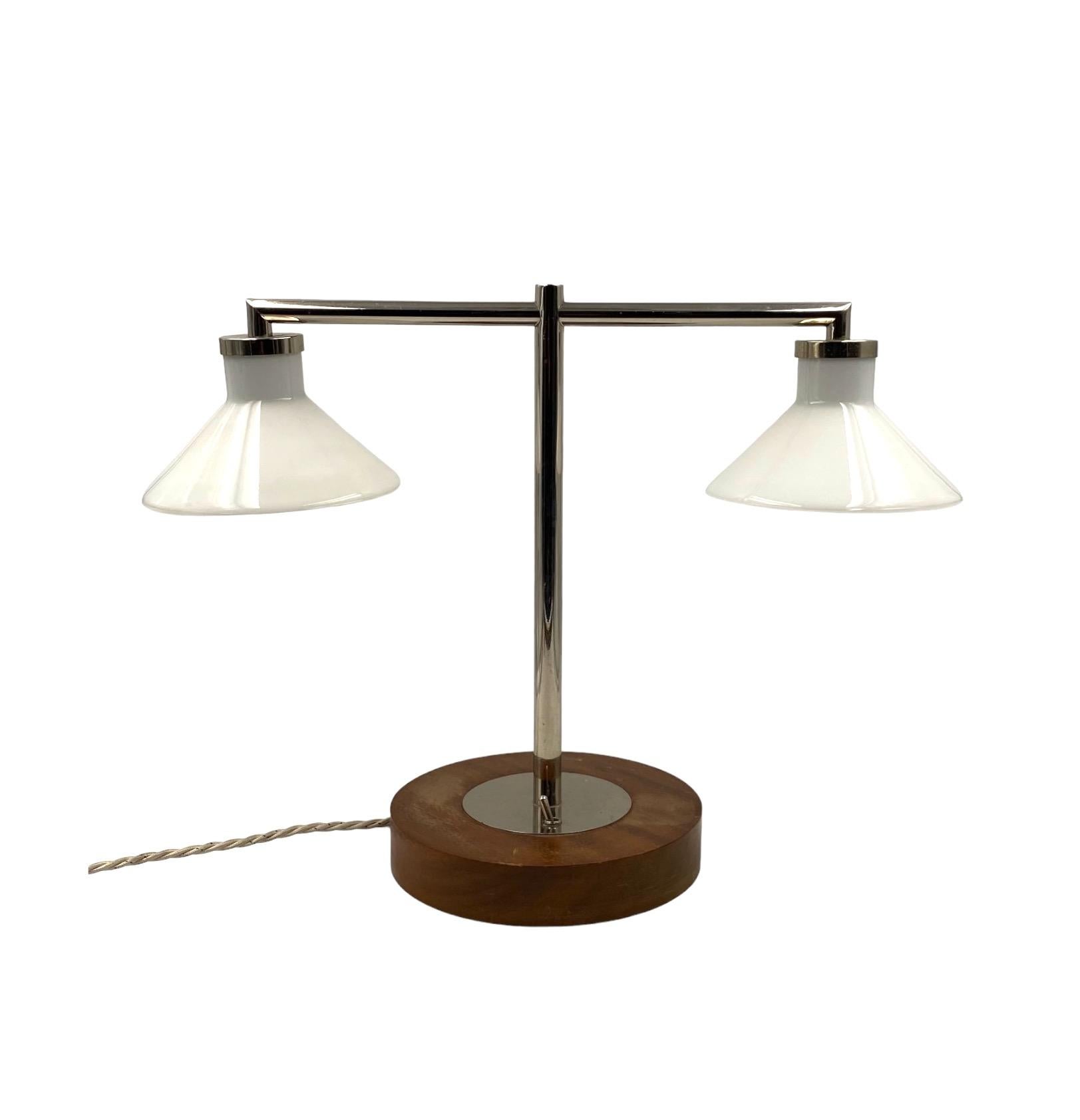 Metal Bauhaus table lamp, Europe 1950s For Sale
