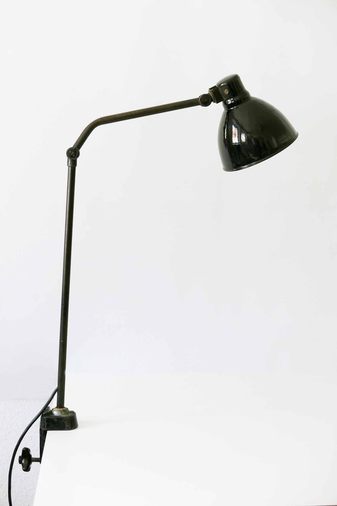 Enameled Bauhaus Task Lamp or Clamp Table Light by Peter Behrens for AEG 1920s, Germany