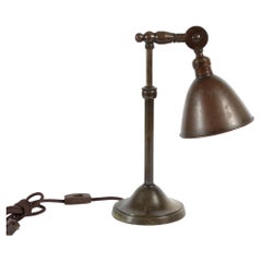 Bauhaus Telescopic and Flexible Desk Lamp of Brass with Brown Patina 1930s