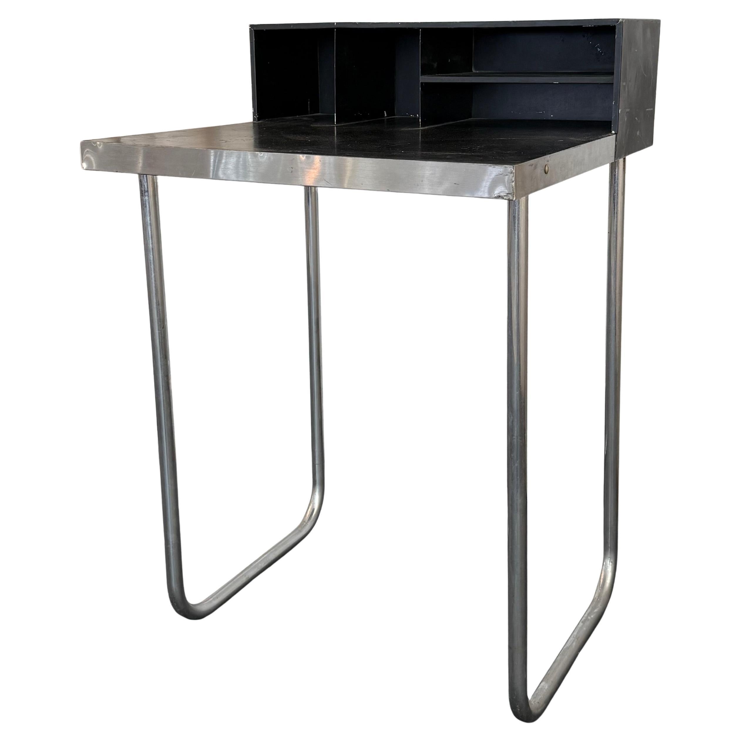Bauhaus Tiered Tubular Chromed Steel Writing Desk For Sale