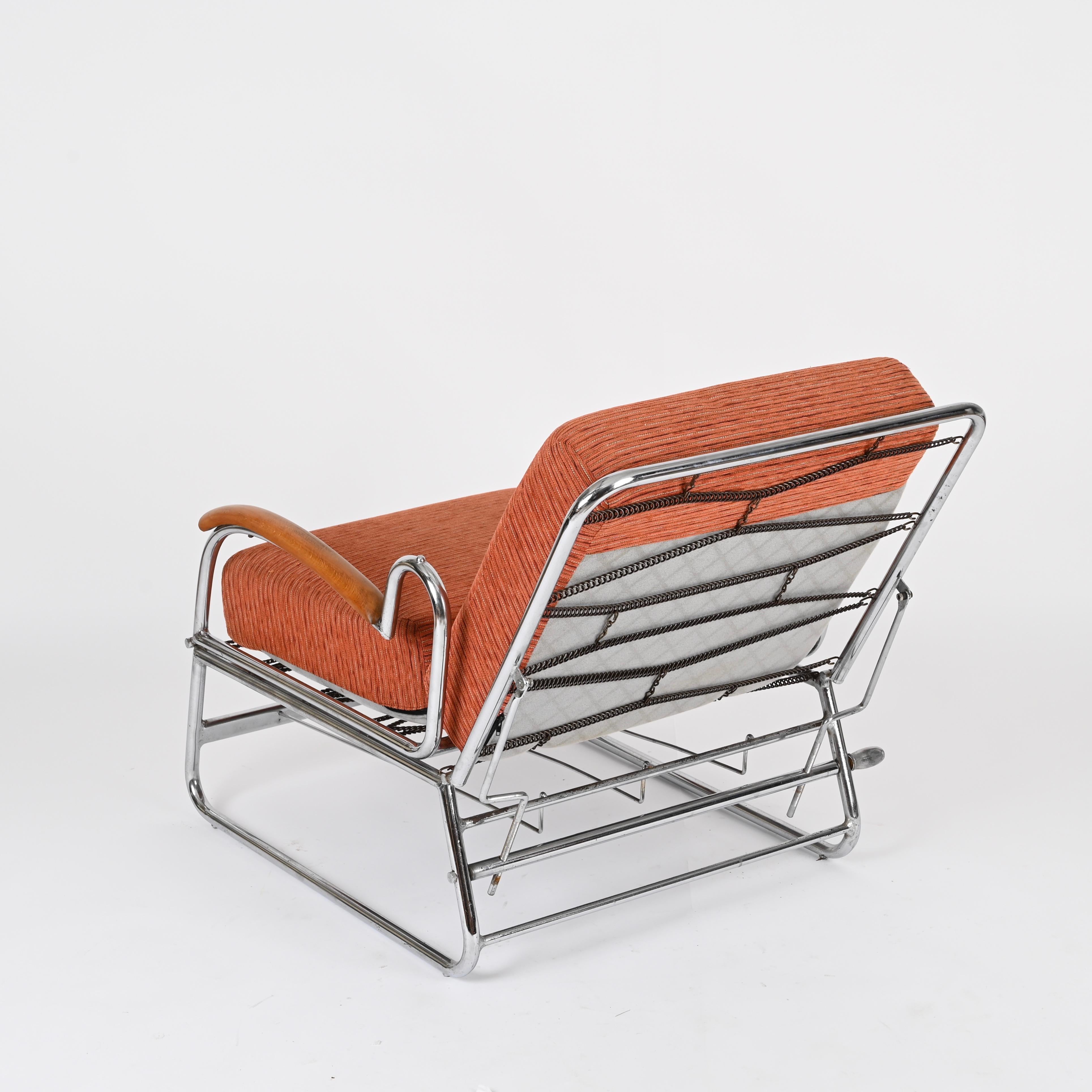 Sillón cama regulable Bauhaus de tubo de cromo y nogal, Marcel Breuer, años 40 en venta 5