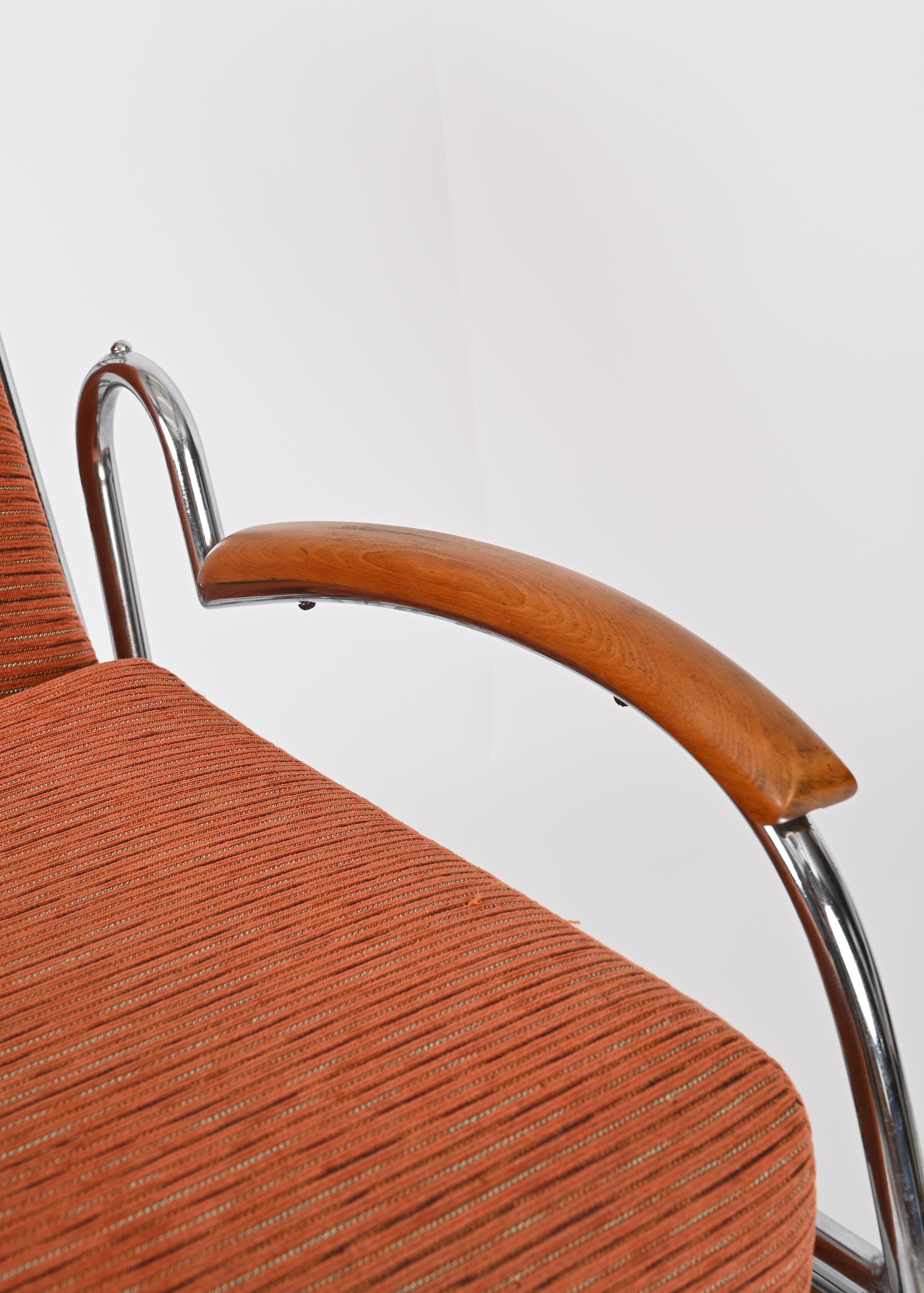 Sillón cama regulable Bauhaus de tubo de cromo y nogal, Marcel Breuer, años 40 en venta 6