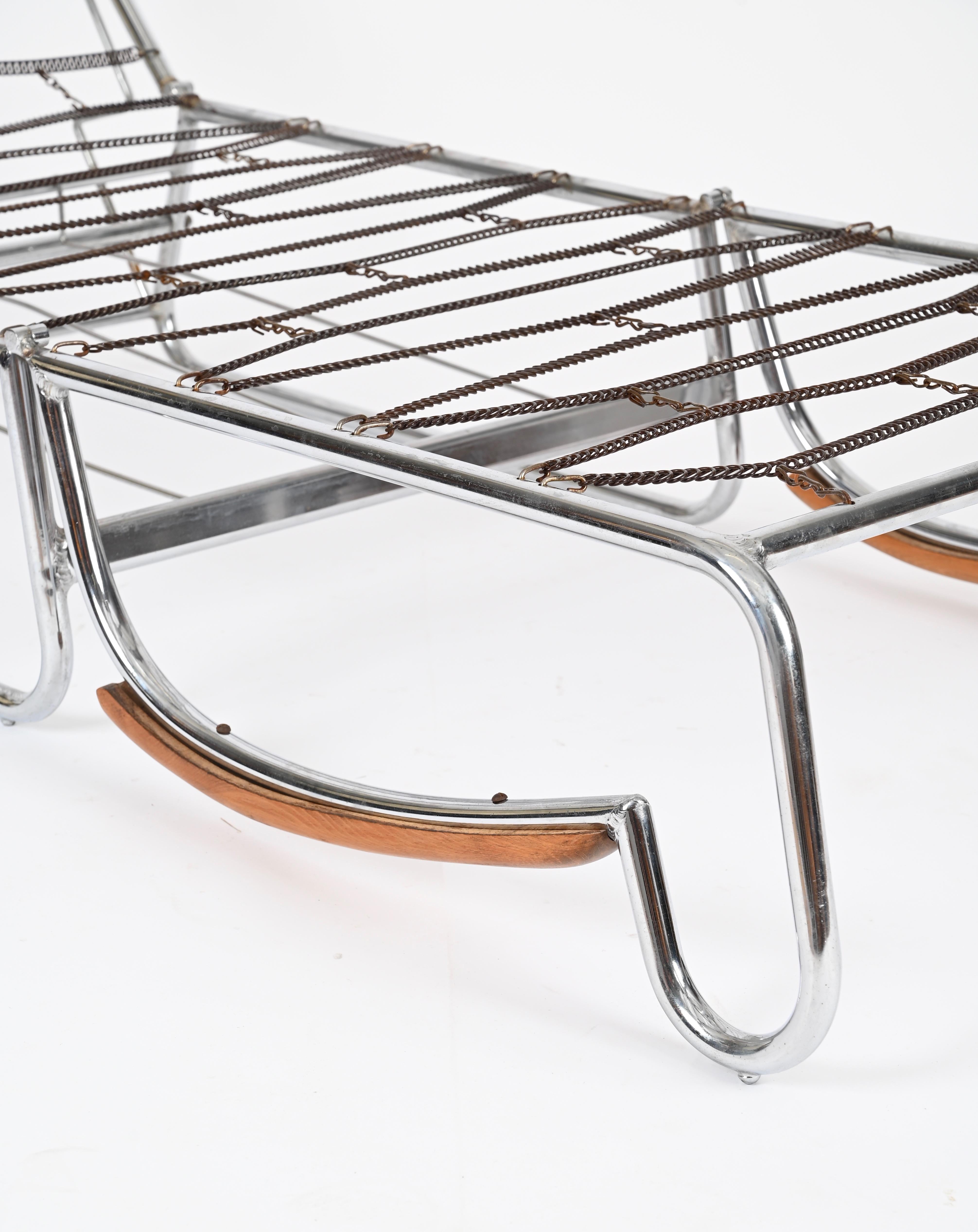 Sillón cama regulable Bauhaus de tubo de cromo y nogal, Marcel Breuer, años 40 en venta 8