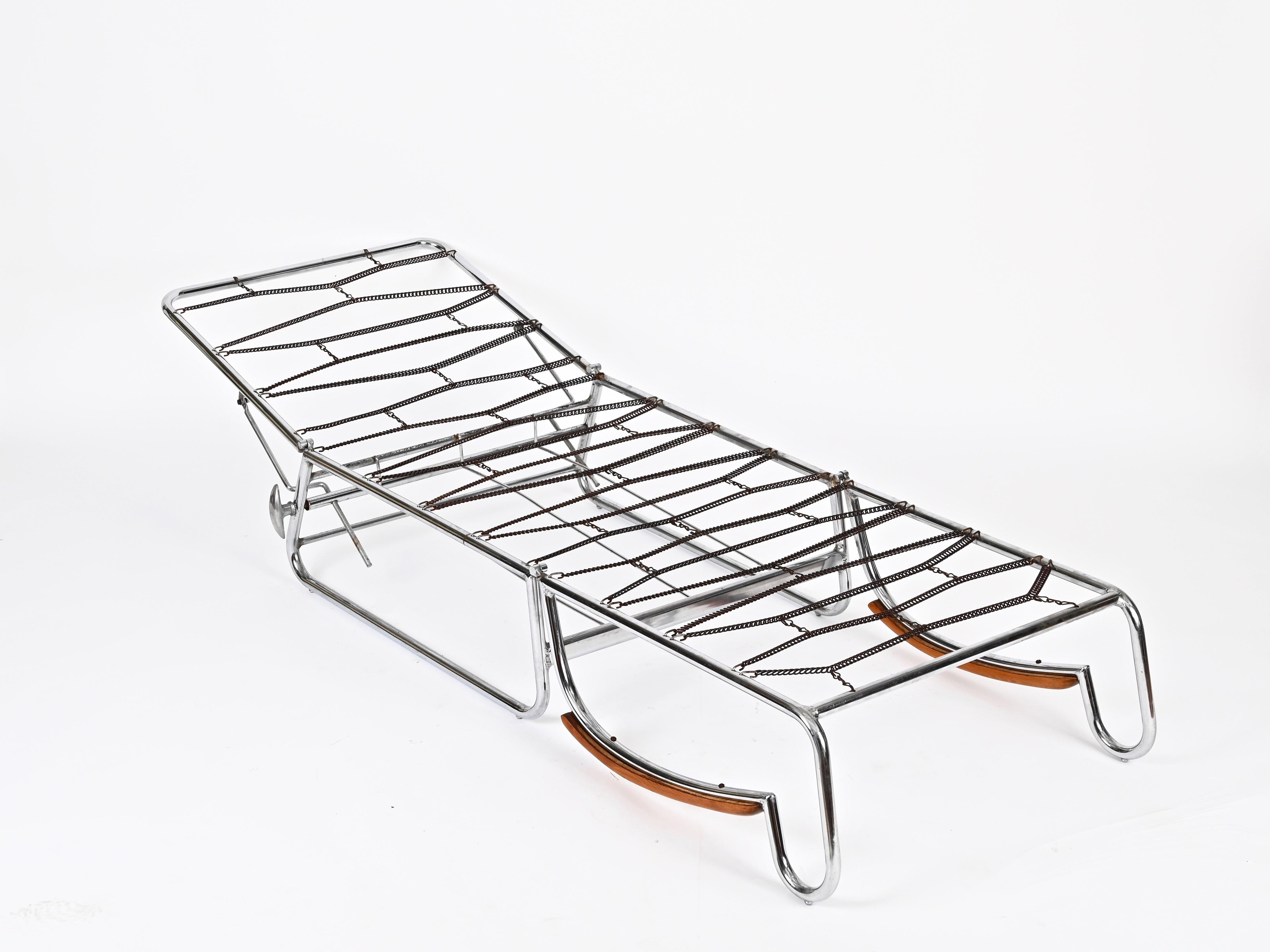 Sillón cama regulable Bauhaus de tubo de cromo y nogal, Marcel Breuer, años 40 en venta 9