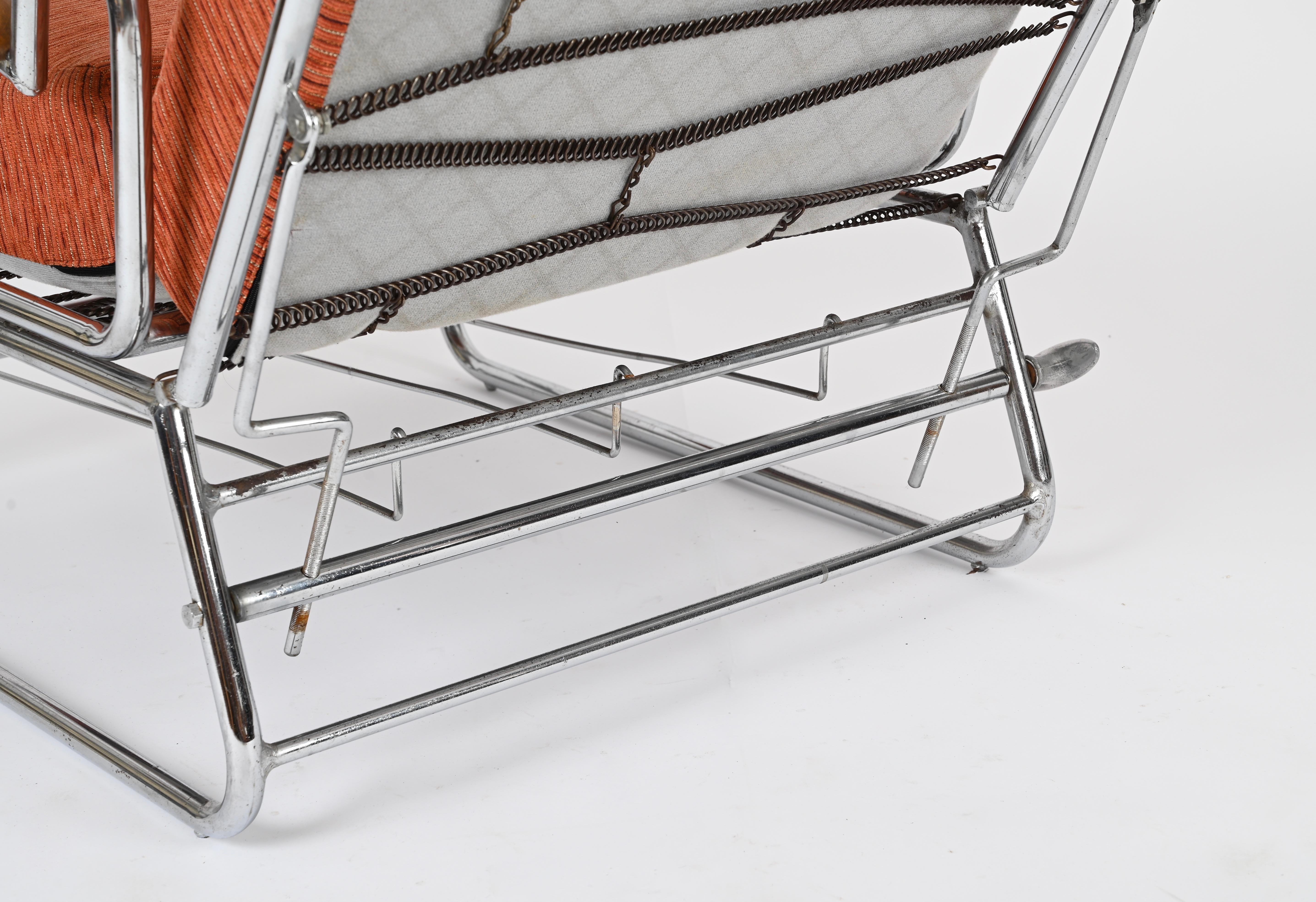 Sillón cama regulable Bauhaus de tubo de cromo y nogal, Marcel Breuer, años 40 en venta 12