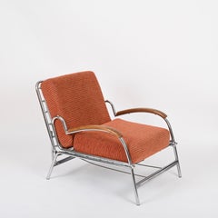Poltrona letto regolabile Bauhaus in cromo e noce, Marcel Breuer, anni '40