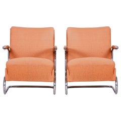 Bauhaus Tubular Chrome Armchairs by Mücke Melder, Original Condition, 1930s