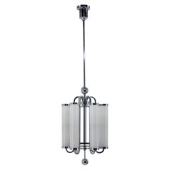 Bauhaus Tubular Chrome-Plated Chandelier, Geometric Design, 1930s Bauhaus Tubular Chrome-Plated Chandelier, Geometric Design, 1930s