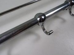 Bauhaus Tubular Chrome Wall-Mounted Coat Rack with Adjustable Hooks, 1930s