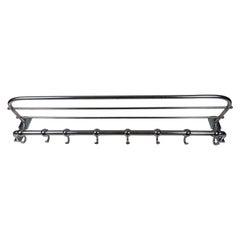 Bauhaus Tubular Chrome Wall-Mounted Coat Rack with Adjustable Hooks, 1930s
