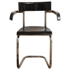 Bauhaus Tubular Chromed Steel and Beech Armchair by Mart Stam for Thonet