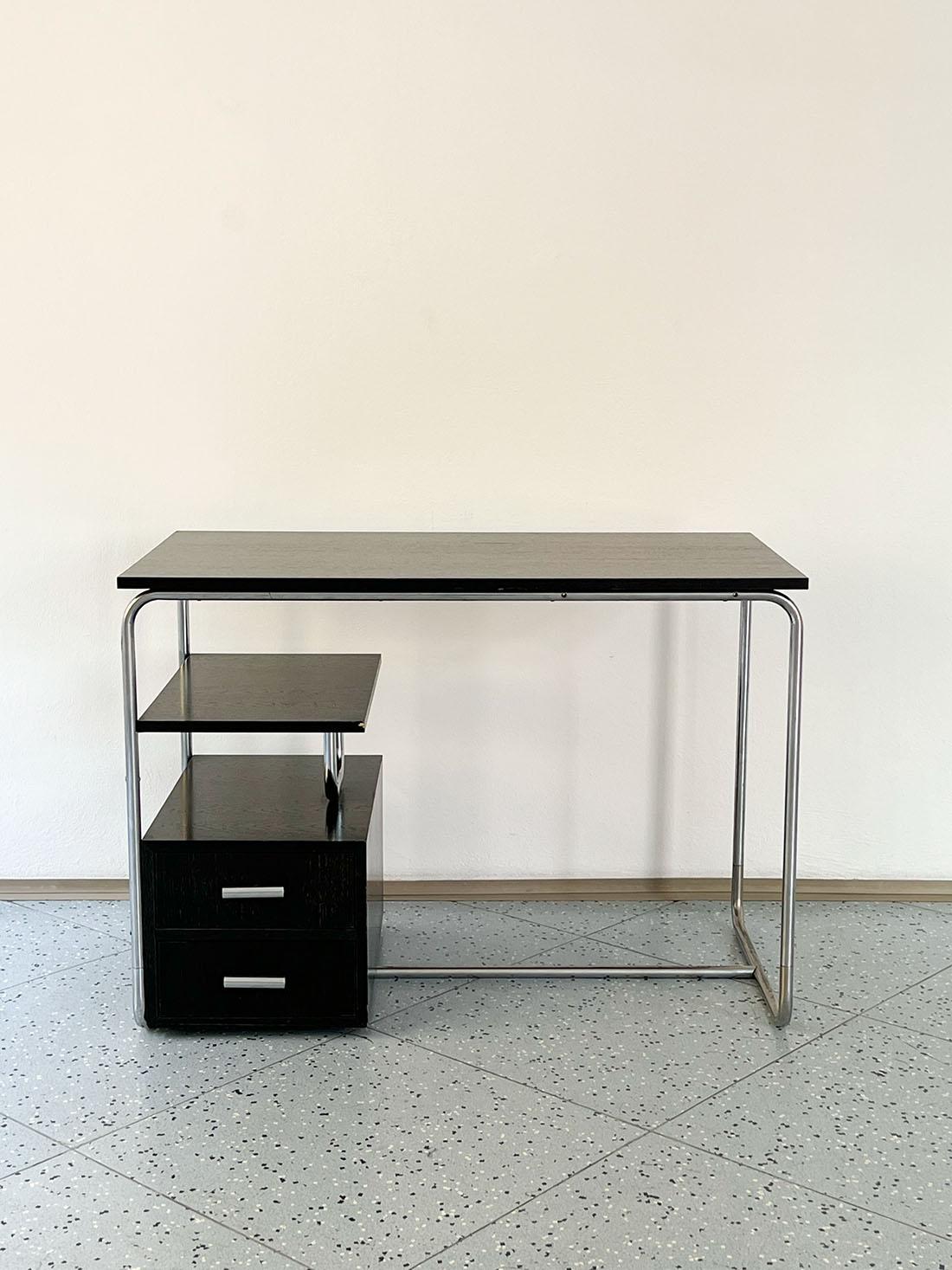 Plated Bauhaus Tubular Steel and Wood Desk, Germany, 1930s For Sale