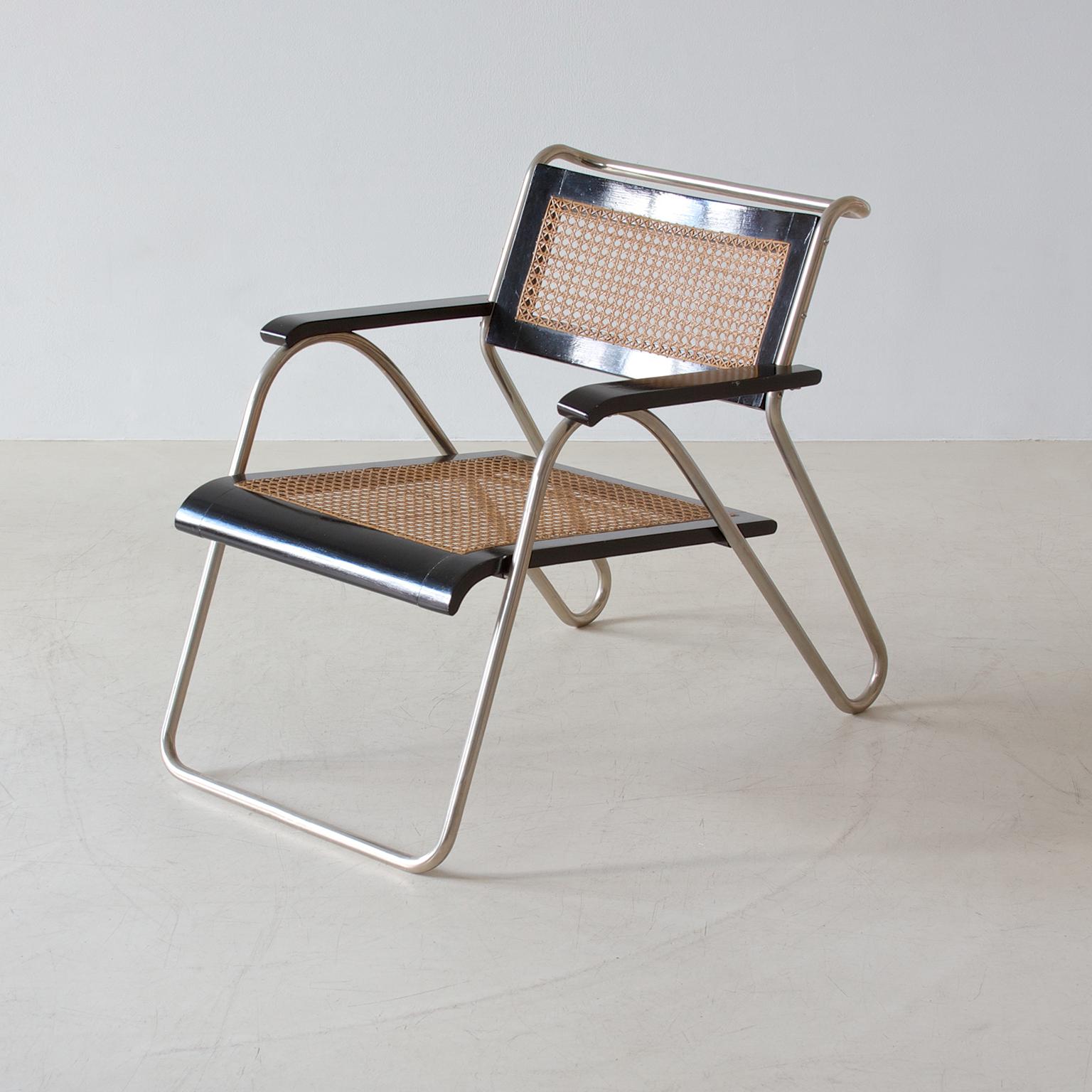 Bauhaus-Sessel aus Stahlrohr von Erich Dieckmann, schwarz lackiertes Holz, 1931 (Deutsch)
