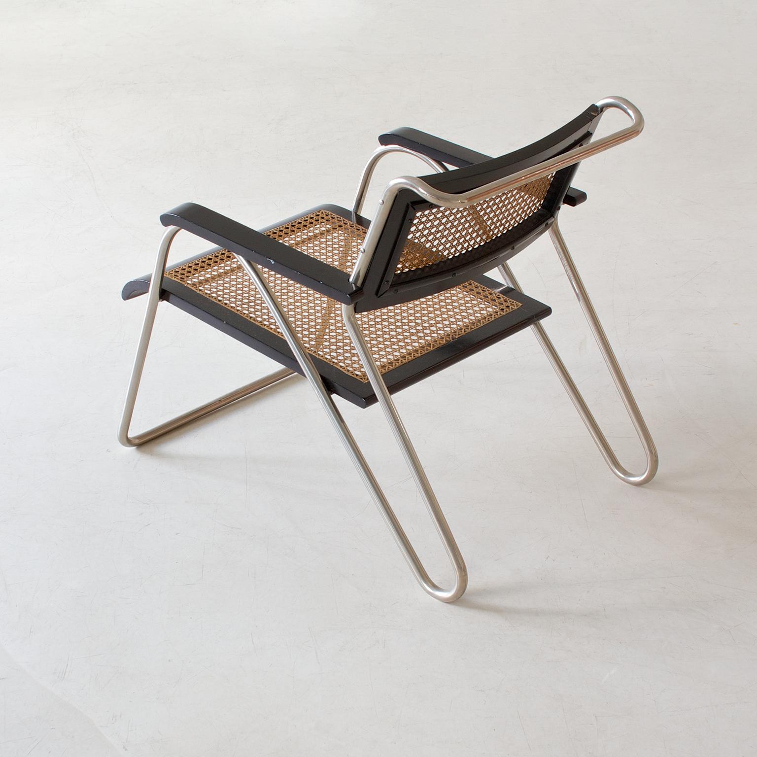 Bauhaus-Sessel aus Stahlrohr von Erich Dieckmann, schwarz lackiertes Holz, 1931 (Mitte des 20. Jahrhunderts)