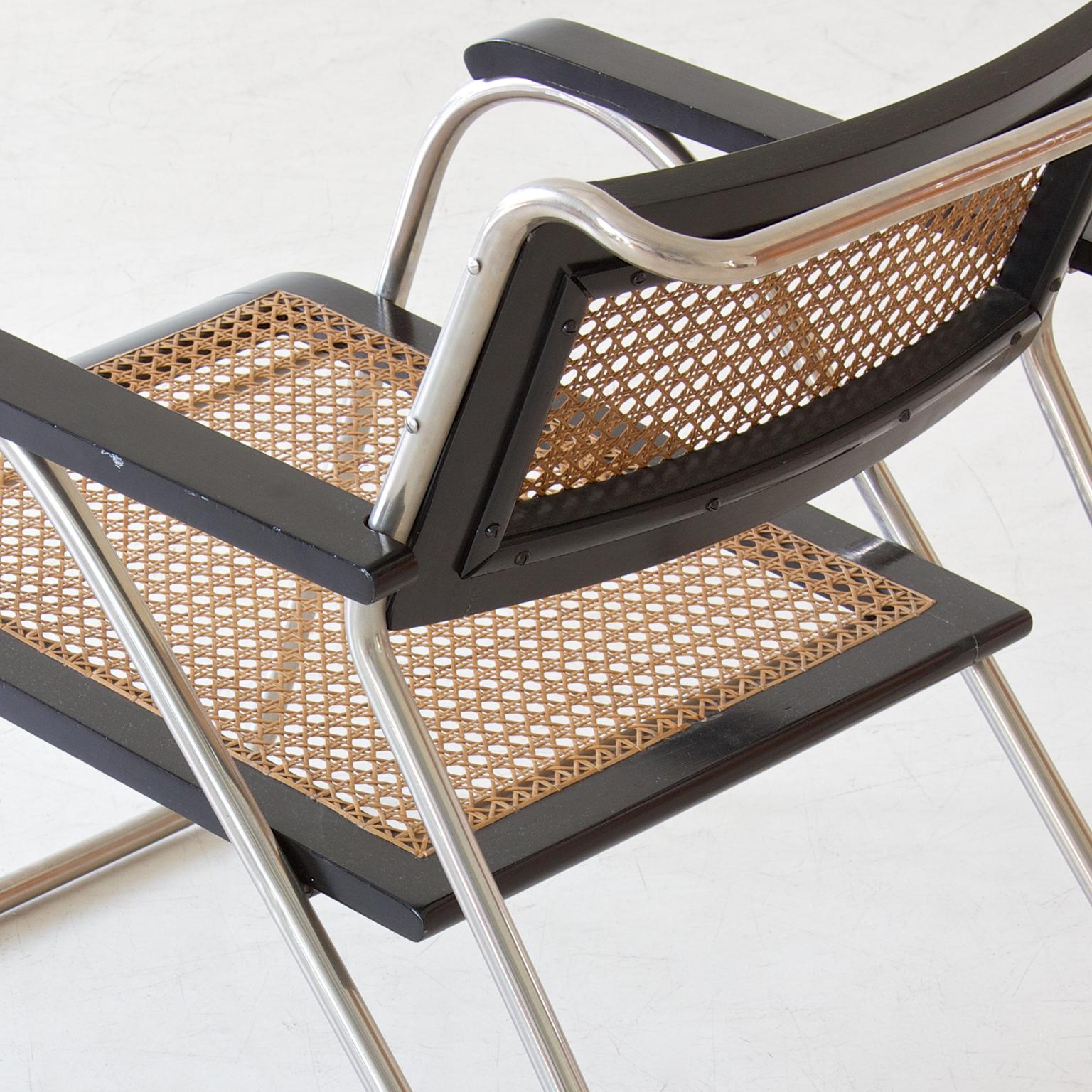 Bauhaus-Sessel aus Stahlrohr von Erich Dieckmann, schwarz lackiertes Holz, 1931 (Metall)