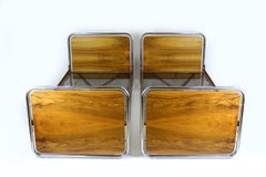 Bauhaus Tubular Steel Bedroom Set, Beds & Nightstands, 1940s, Set of 4