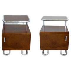 Bauhaus Tubular Steel Bedside Tables, 1940s