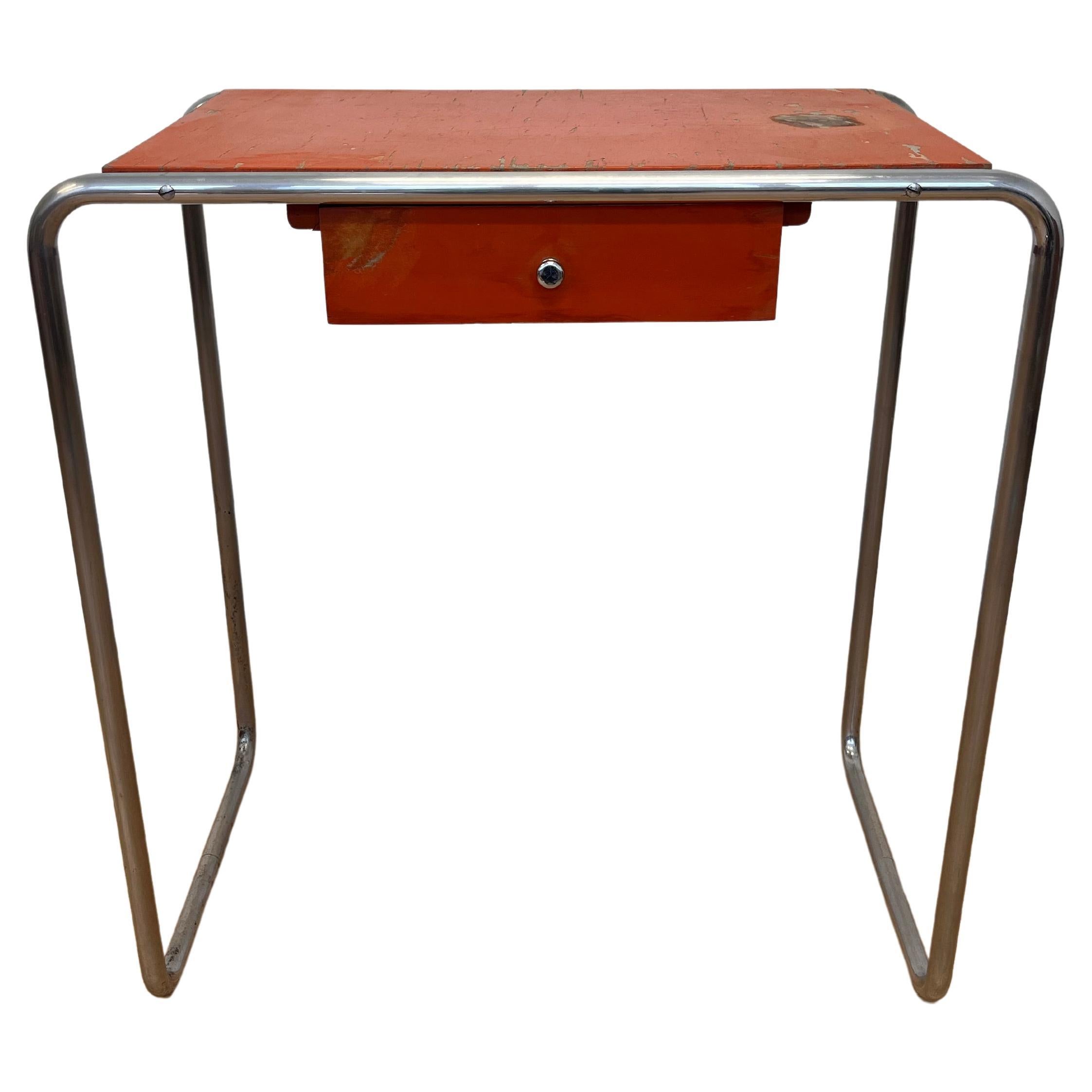 Bauhaus-Tisch aus Stahlrohr und Chrom, Modell R12 von Robert Slezak, 1930er Jahre
