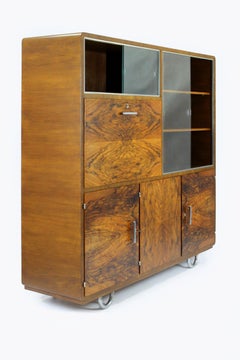 Bauhaus-Schrankschrank aus Stahlrohr mit Sekretär-Schreibtisch von R. Slezak, 1930er Jahre
