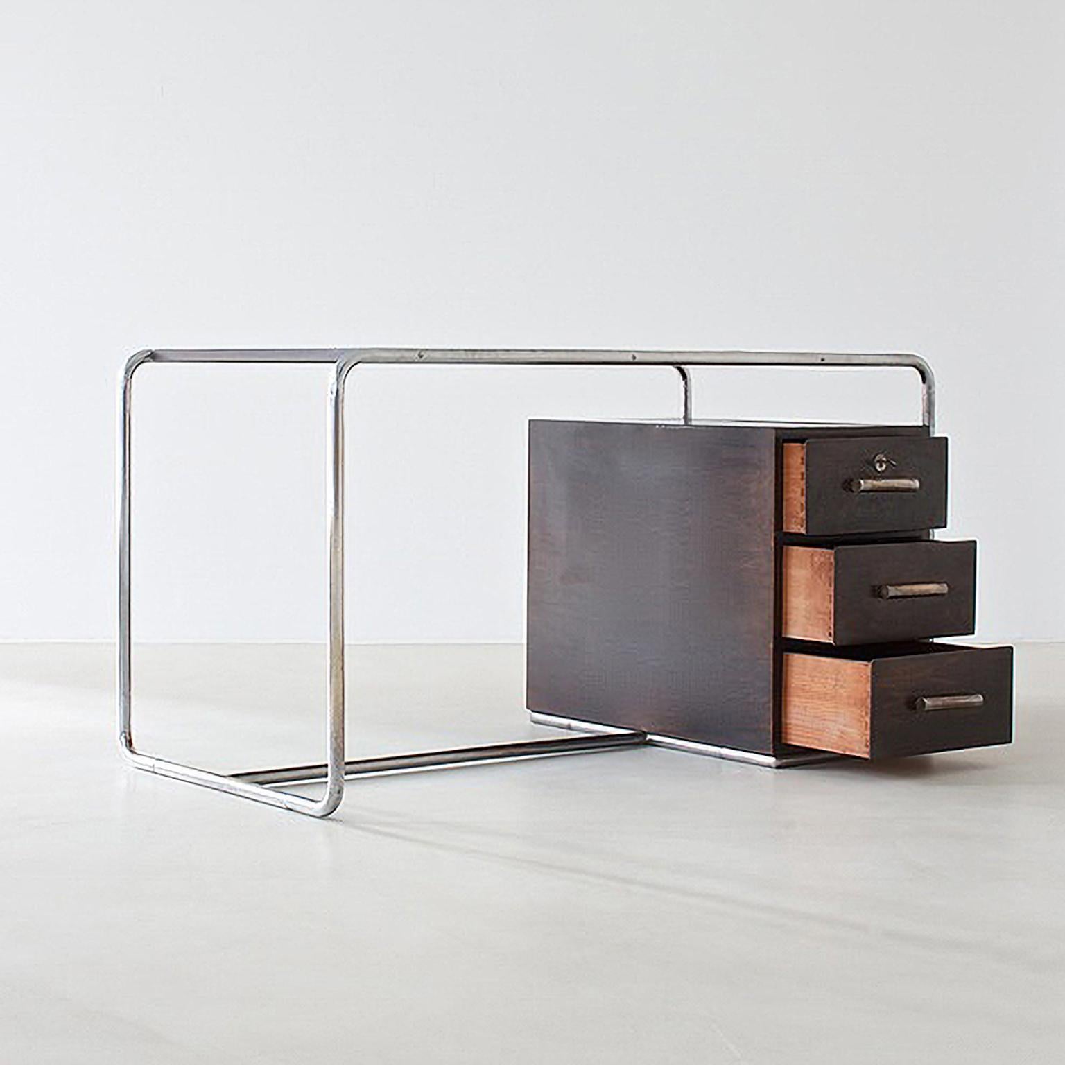Bauhaus-Schreibtisch aus Stahlrohr, entworfen von Bruno Weil (Bèwè) und hergestellt von Thonet, Deutschland, um 1930