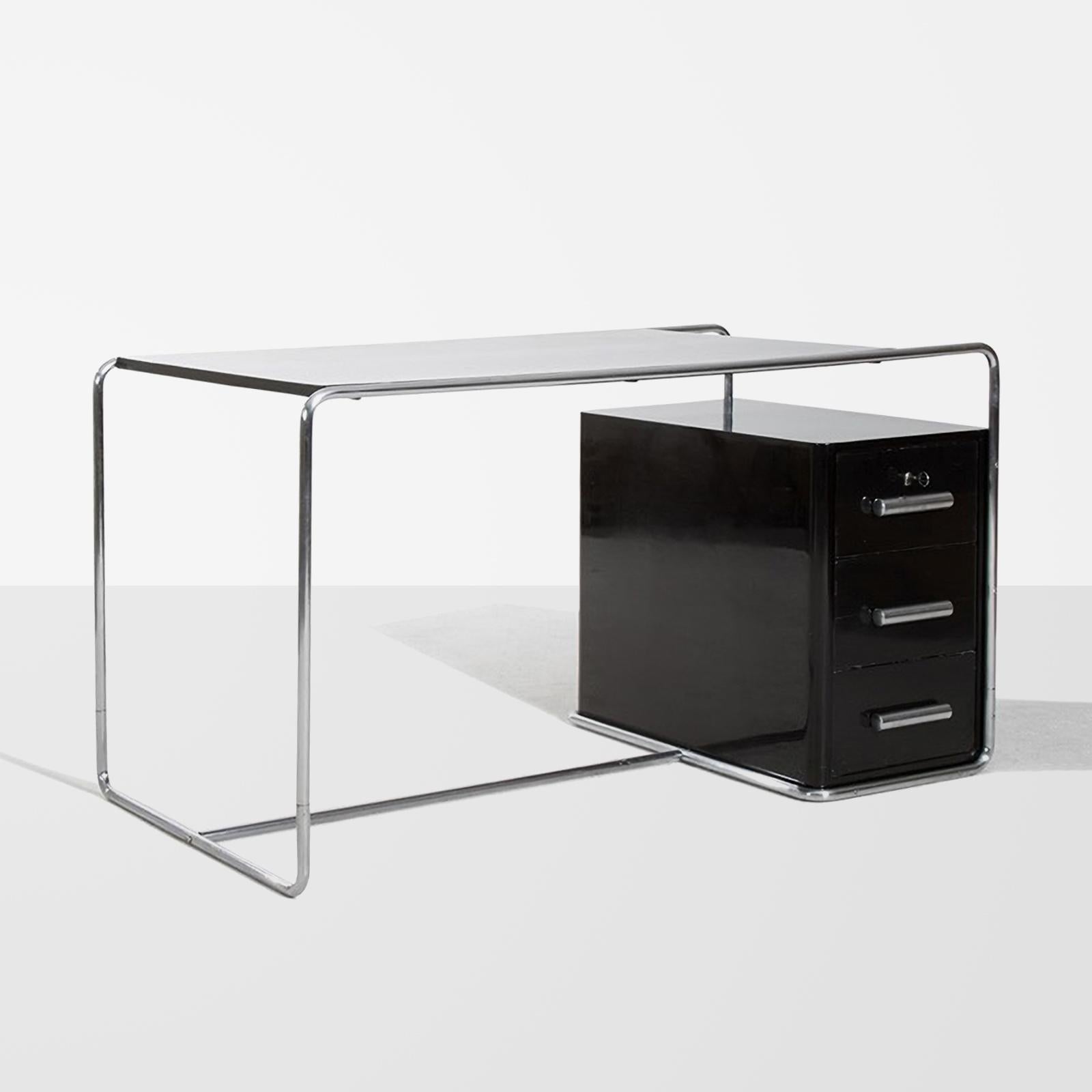 Escritorio Bauhaus de acero tubular de Thonet, metal cromado, madera lacada, 1930 en Bueno estado para la venta en Berlin, DE