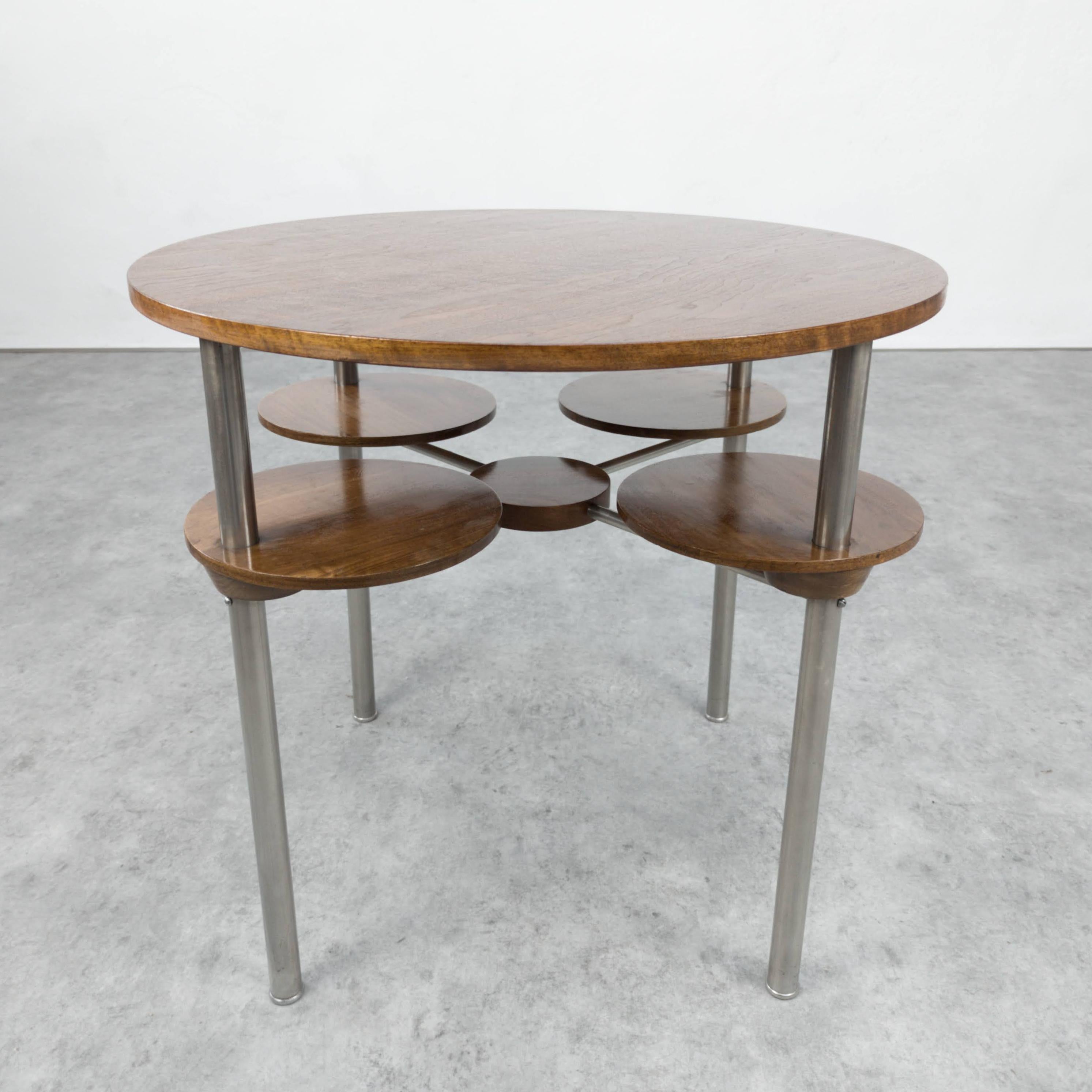 Bauhaus tubular steel games table by Jindřich Halabala  In Good Condition For Sale In PRAHA 5, CZ