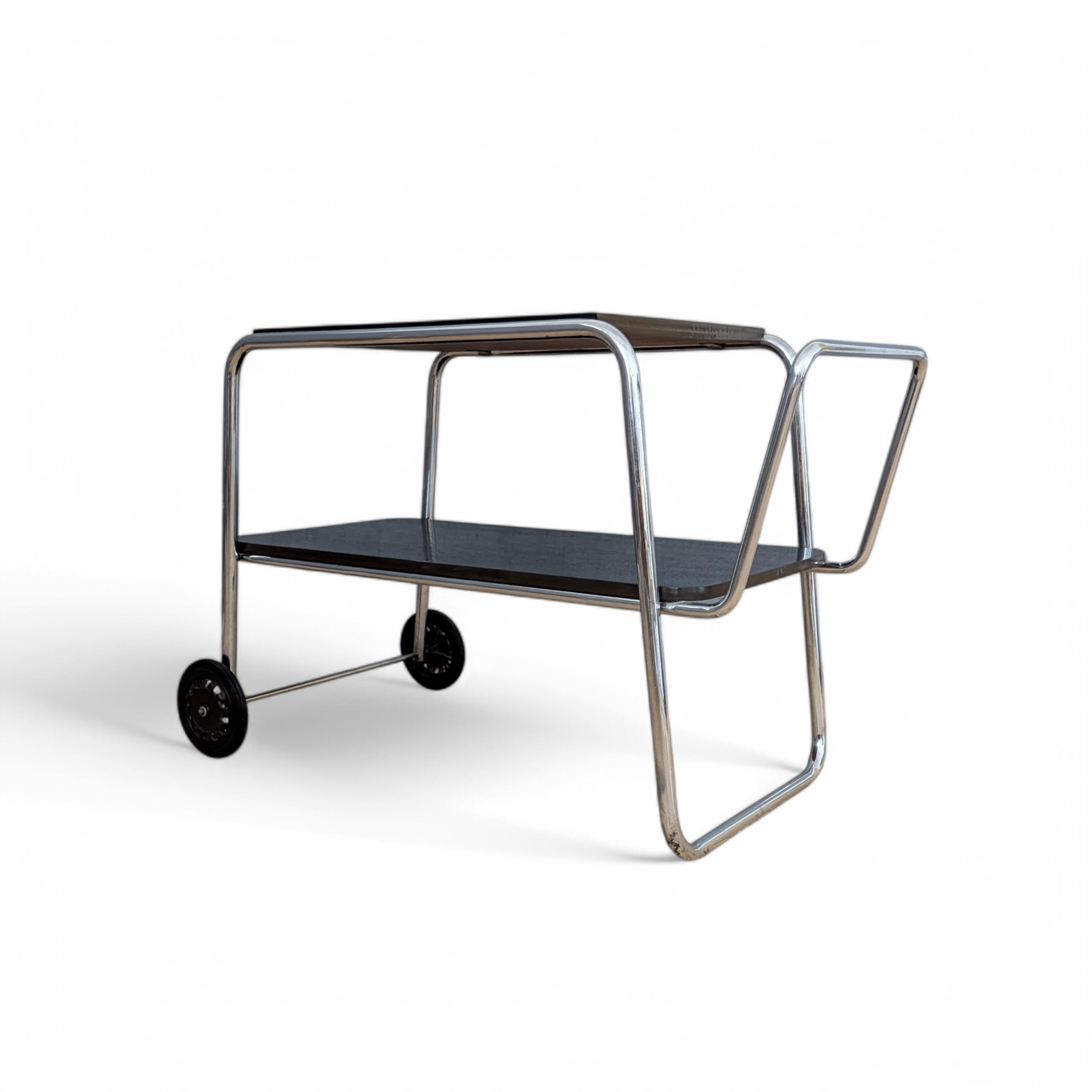 Acier Chariot de service en acier tubulaire Bauhaus par Robert Steele, années 1930 en vente