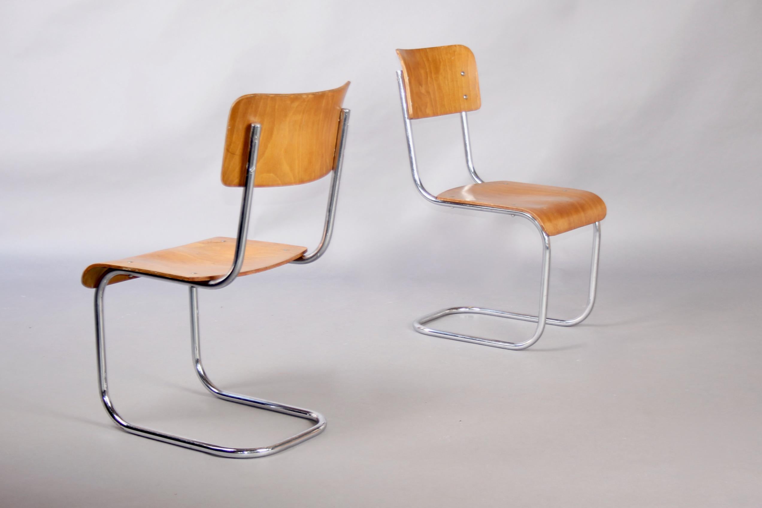 Métal Ensemble de 8 chaises Bauhaus en acier tubulaire en vente