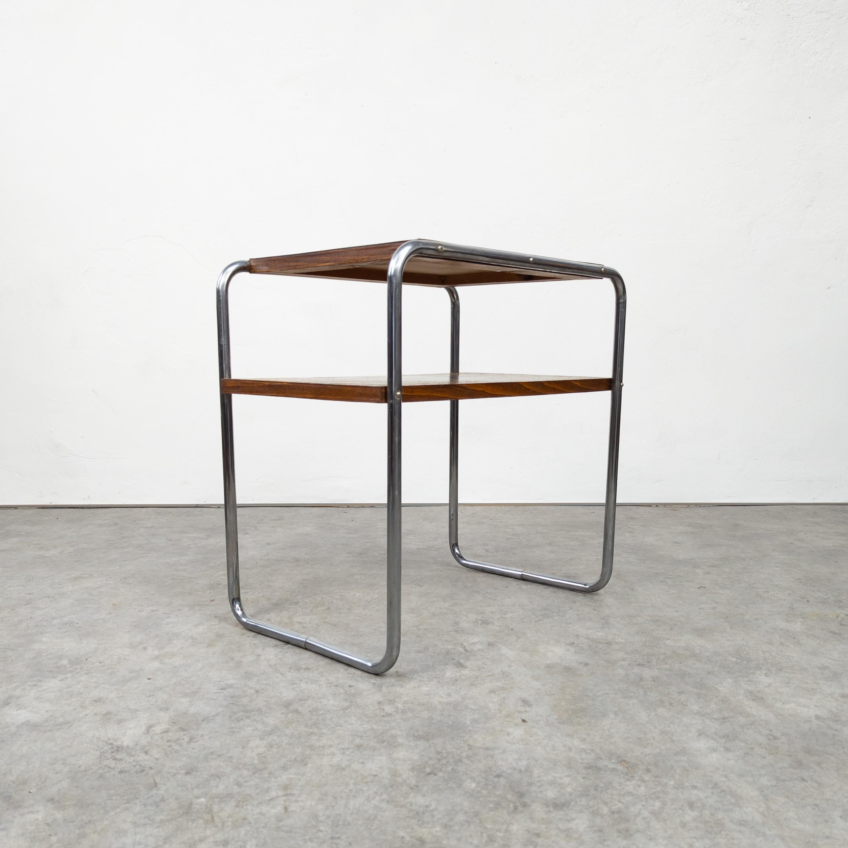Steel Bauhaus tubular steel side table Thonet B 12 by Marcel Breuer  For Sale