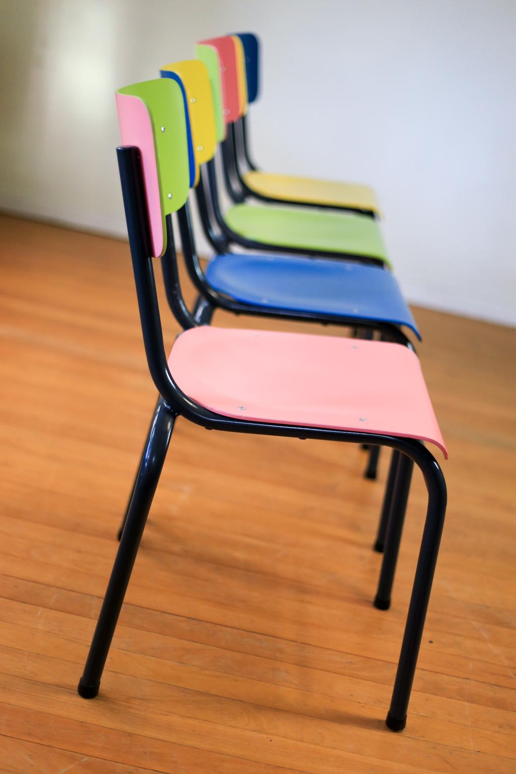 Molded Bauhaus Tubular Steel Stacking Chairs, Refurbished For Sale