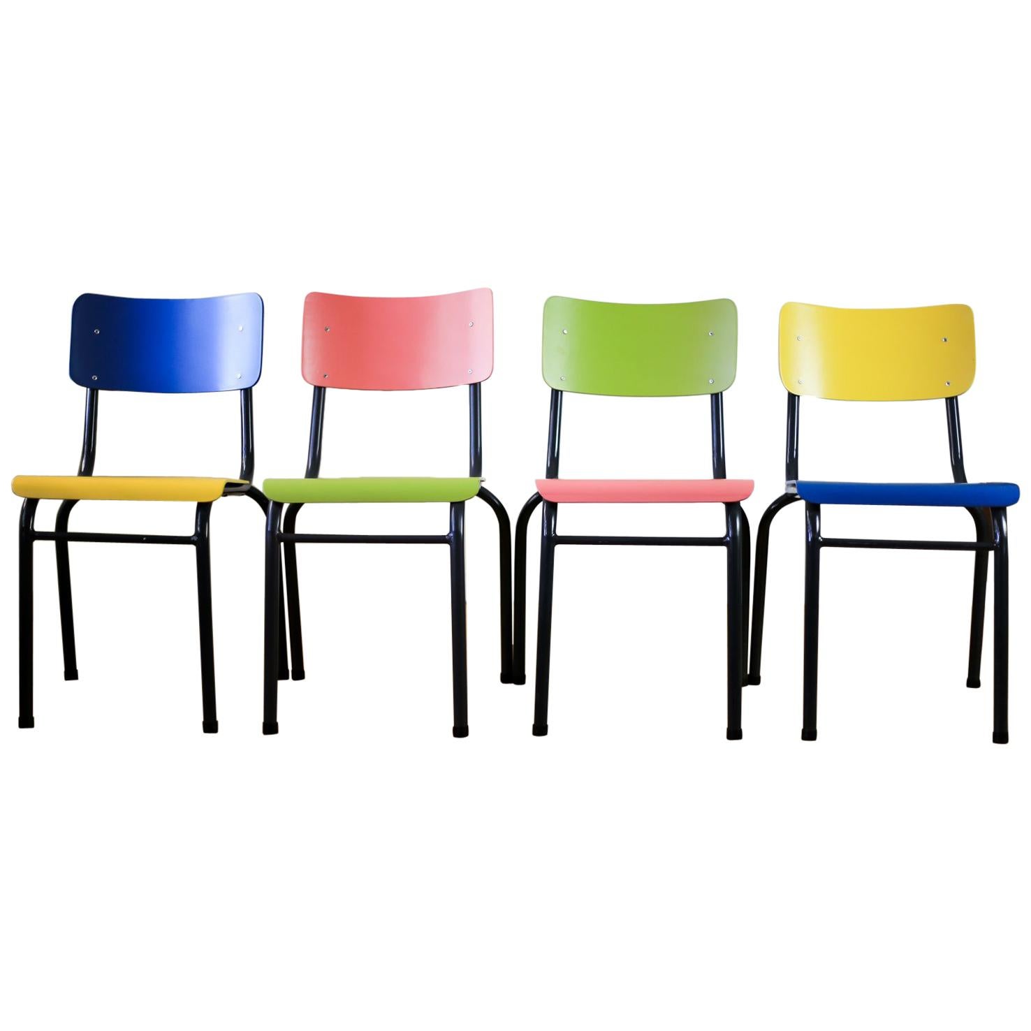 Bauhaus Tubular Steel Stacking Chairs, Refurbished For Sale