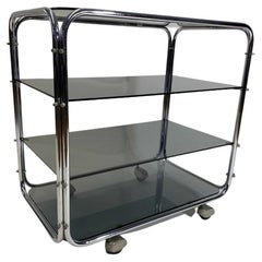 Bauhaus Tubular Trolley with Black Glass Tops