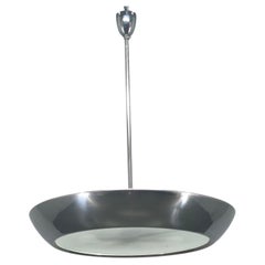 Bauhaus UFO-Kronleuchter von Drupol, Chromglas-Hängeleuchte, 1940er Jahre