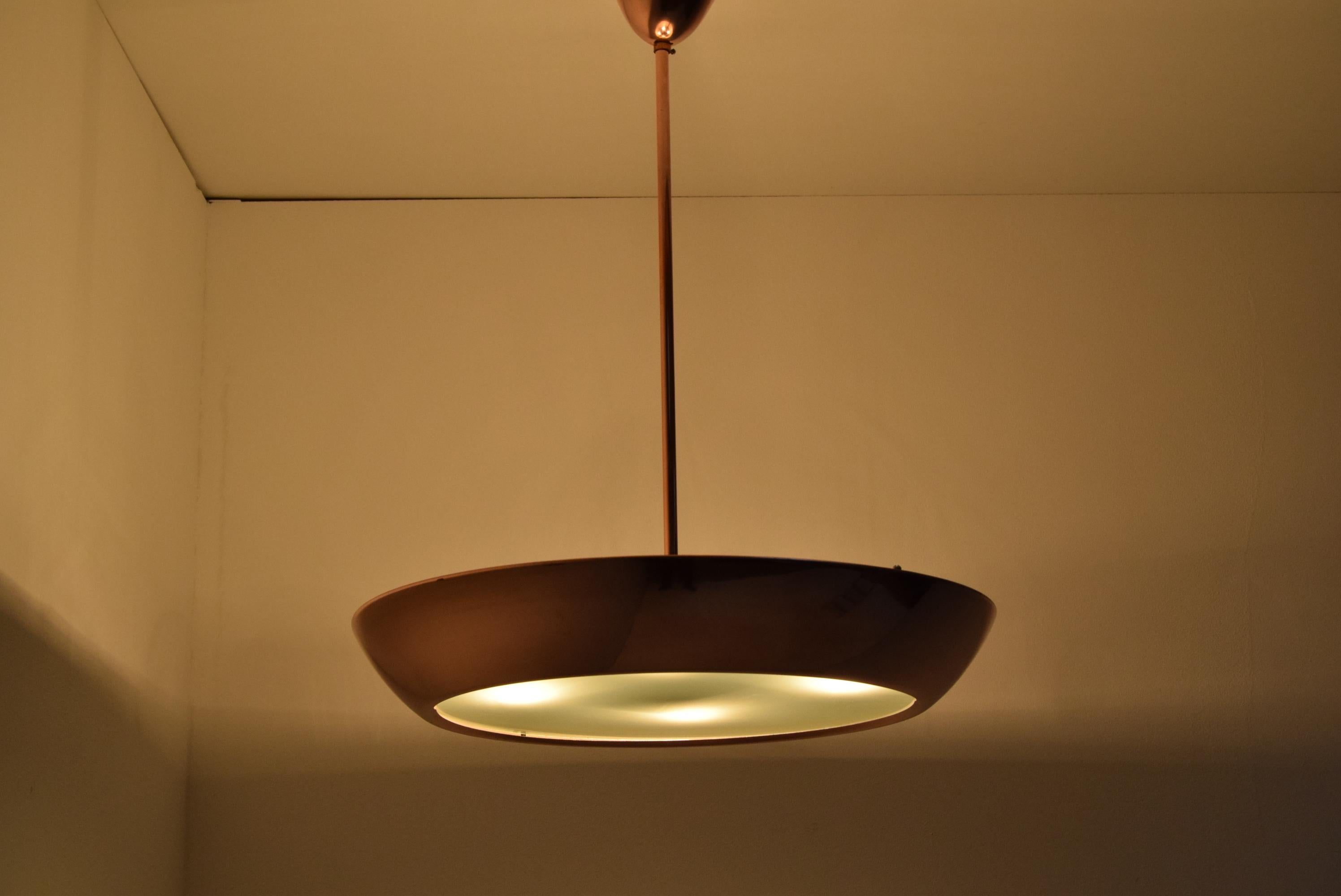 Czech Bauhaus UFO Pendant, Designed by Josef Hurka for Drupol, 1940's