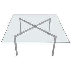Bauhaus Used Chrome Glass Coffee Table Barcelona by Mies van der Rohe, 1929