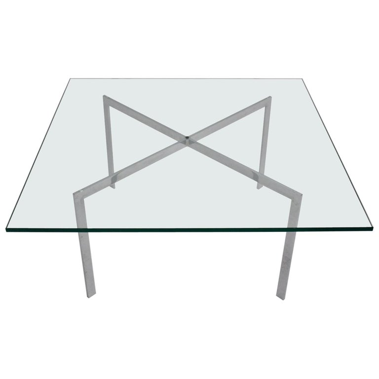 Bauhaus Vintage Chrome Glass Coffee Table Barcelona By Mies Van Der Rohe 1929 For Sale At 1stdibs